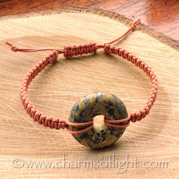 Leopard Skin Jasper Donut Macrame Bracelet